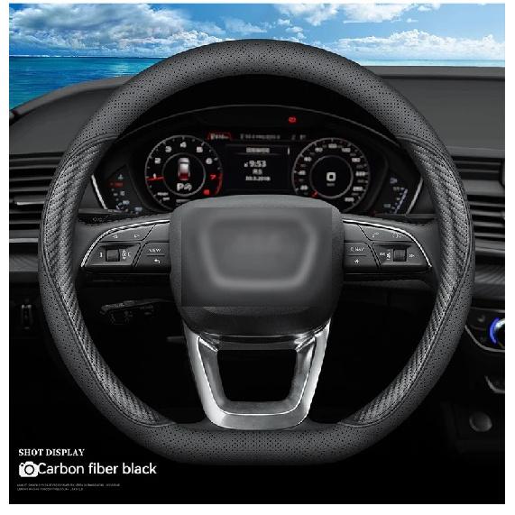 Leather Cover for All Seasons Auto Steering Wheel Cover Ultra-Thin Non-Slip Round Breathable Car Steering Wheel Protector