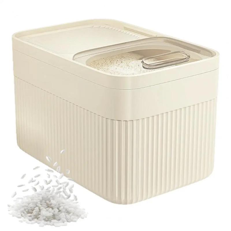 Rice Bucket with Measuring Cup Transparent Cover Food Grade Plastic Sealed Pet Food Storage Container