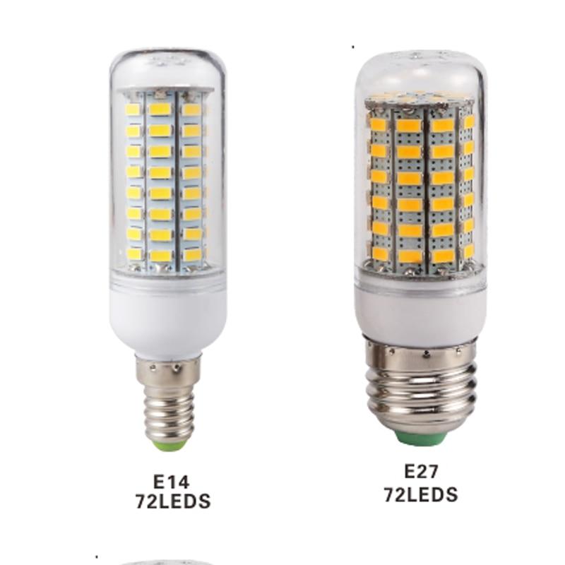 E27 Screw LED Corn Super Bright Light Bulb 72LEDs 5730SMD Light Bulb 220V Fixture Home Chandelier Candle Light Bulb Set 6000K