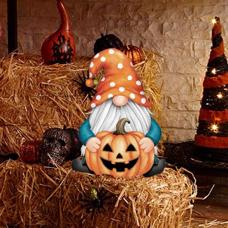 Halloween Garden Decoration Ground Cartoon Pumpkin Gnome Ghost Style Insert Stake
