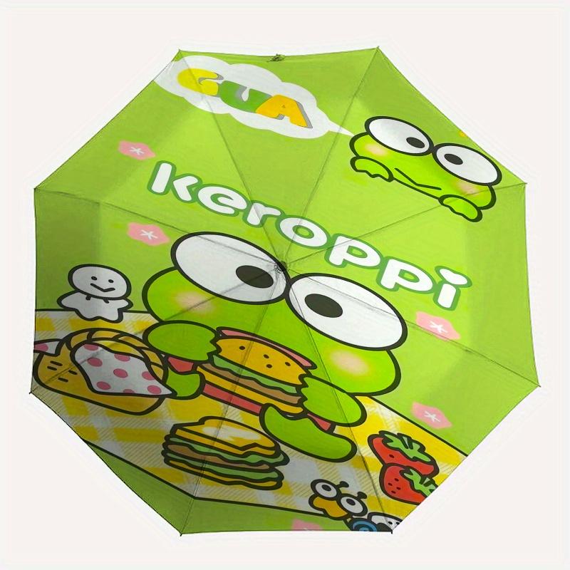 Keroppi,Picnic Automatic Folding Umbrella-Simple 8-Rib Design, Bright Cartoon Pattern, Durable Iron Frame, Suitable For Travel, Outdoor, Bea