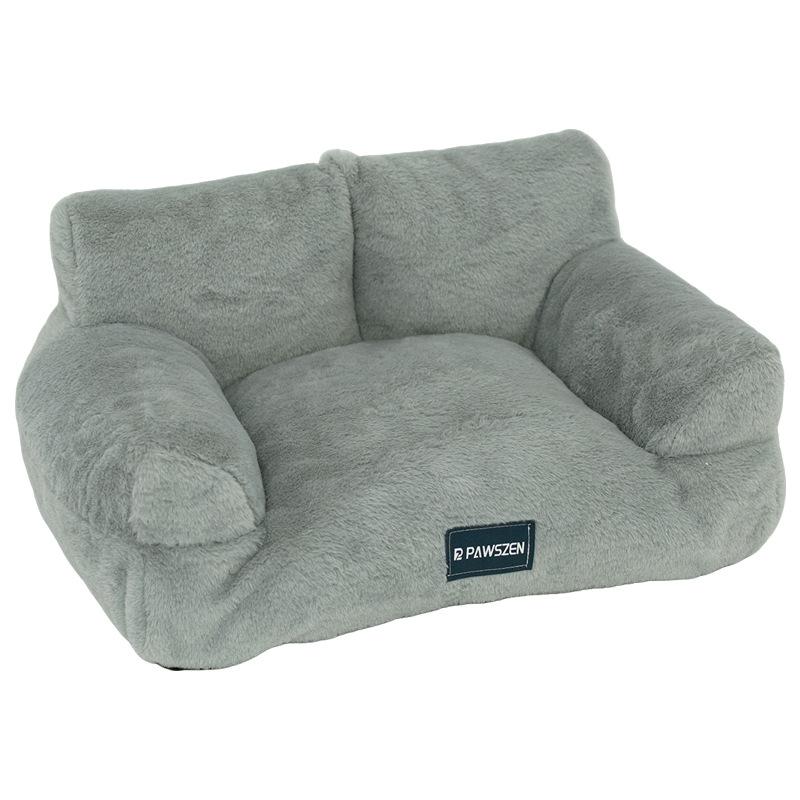 

Plush Dog Beds for Small Dogs Cats Sofa Pet Bed High-Quality Pet Nest Winter Couch Detachable Dogs House S-55-40cm серый