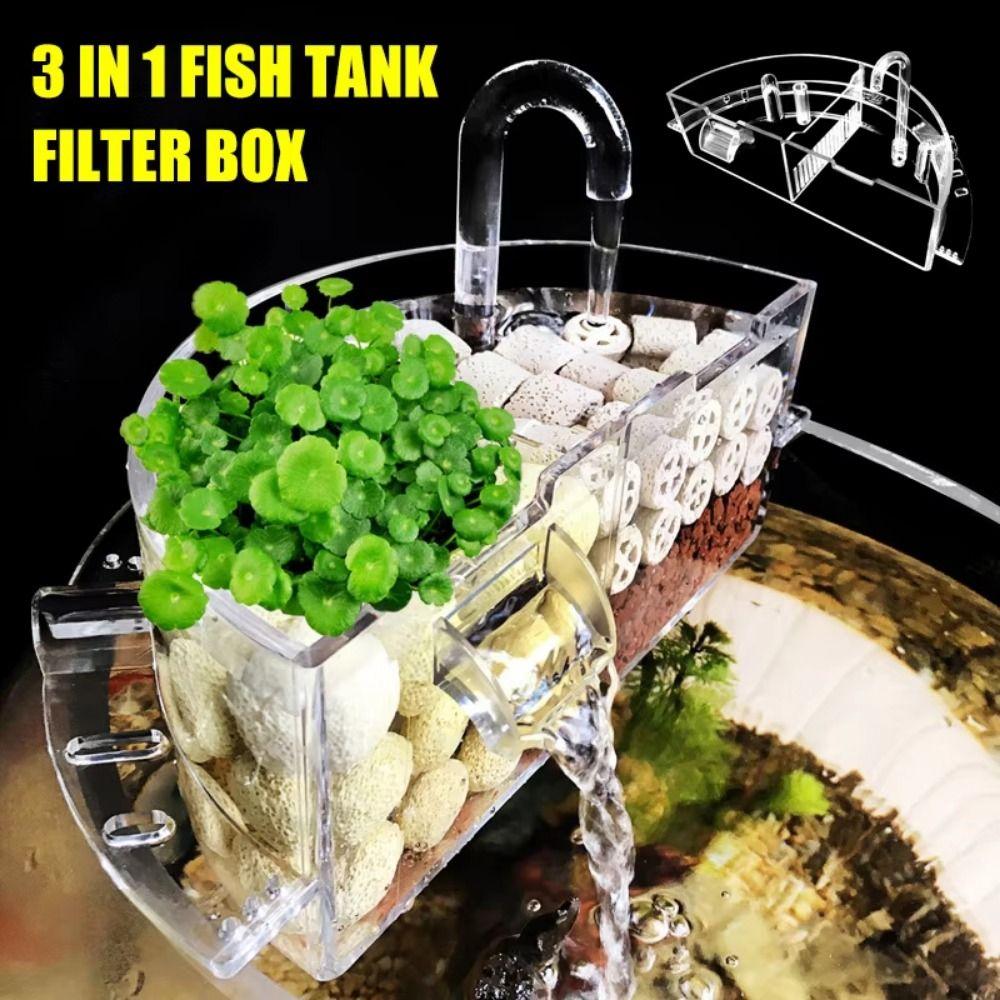 High Transparency Acrylic Fish Tank Top Filter Aquarium Water Purifier  Round Fish Tank