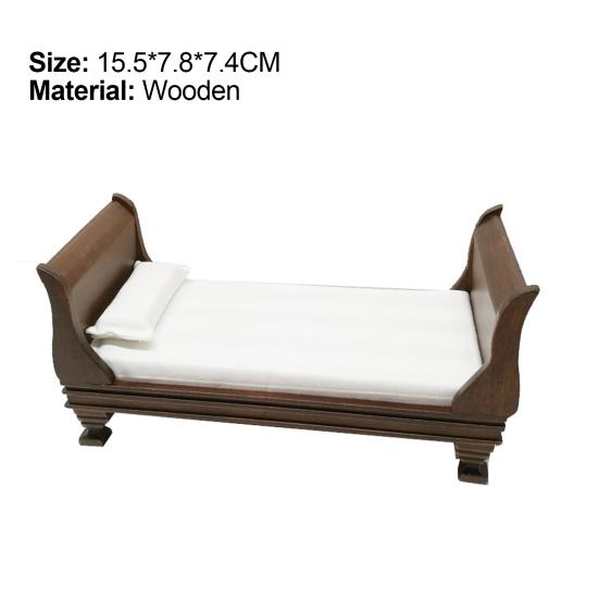Dollhouse Single Bed Multifunctional Solid Scale 0.05 Dollhouse Furniture Simulation Mini Bed for Kids