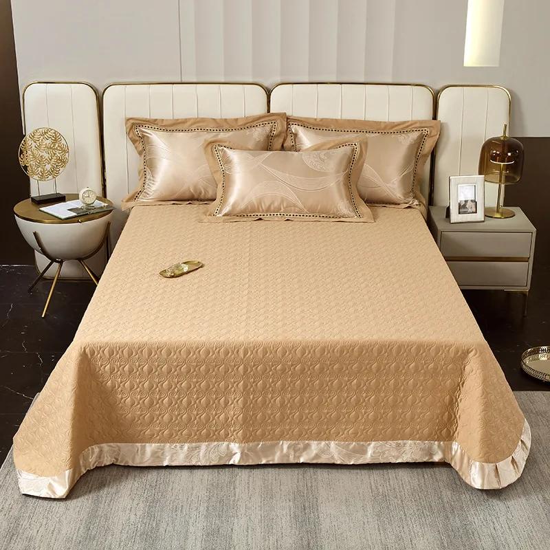 European relief pure cotton quilted quilted cotton bed cover single piece cotton thickened bed cover double bed cover 3 pcs set
