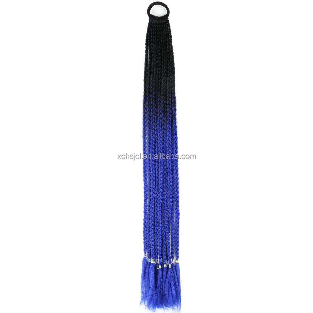 Ponytail With Hair Rubber Bands Long Box Crochet Synthetic Hair Piece Ombre Braiding Hair Extensions Braid