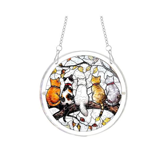 Halloween Scary Bat Pumpkin Puzzle Suncatcher Acrylic Jigsaw Stained A