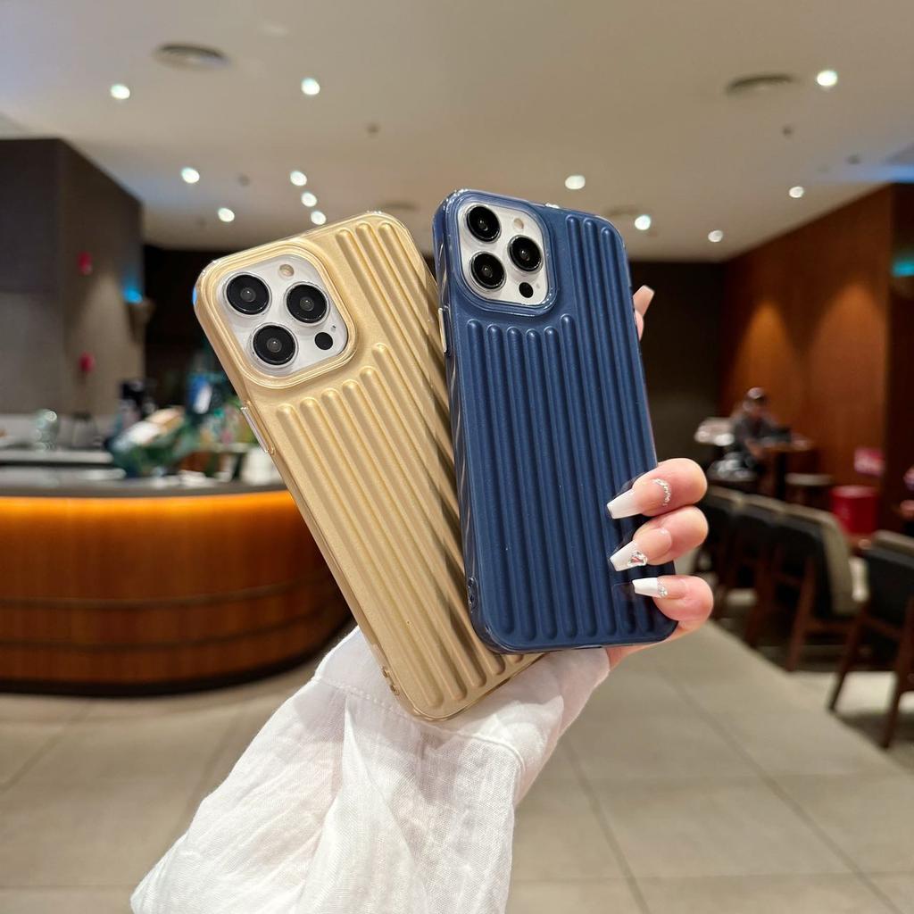Fashion Corrugated Suitcase Stripe Case For Apple iPhone 17 Air 16 E 15 14 Plus 13 12 11 Pro Max Soft Silicone Shockproof Cover