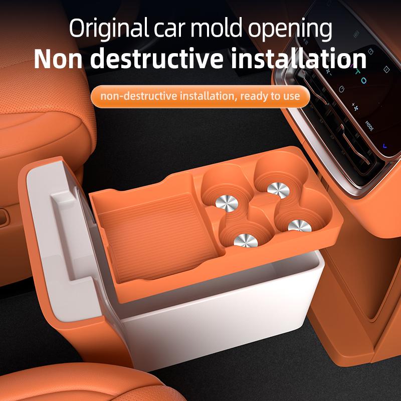 For AITO M8 5/6Seat 2025 2026 Center Armrest Second Row Fridge Storage Hidden Box Silicone Protective Mats Cup Holder Organizer