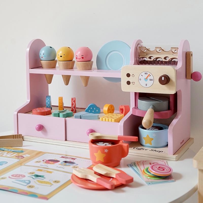 

Kids Wooden Ice Cream and Coffee Role Play Kitchen Toy