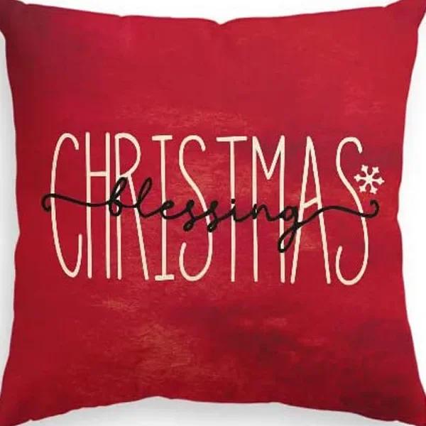 Merry Christmas Decor Cushion Cover 45x45 cm Pillow CaseCartoon Reindeer Santa Claus Printed Throw Pillowcase Linen Pillow Cover
