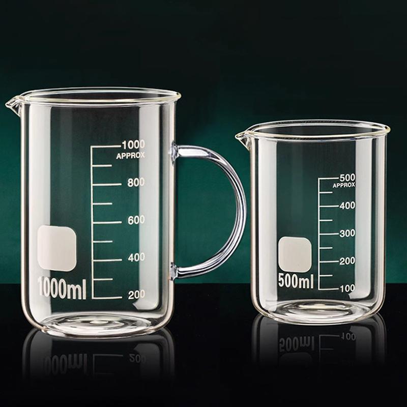 500/1000ml High Borosilicate Glass Measuring Cup With/Without Handle Heat-resistant Laboratory Beaker Kitchen Measuring Tools