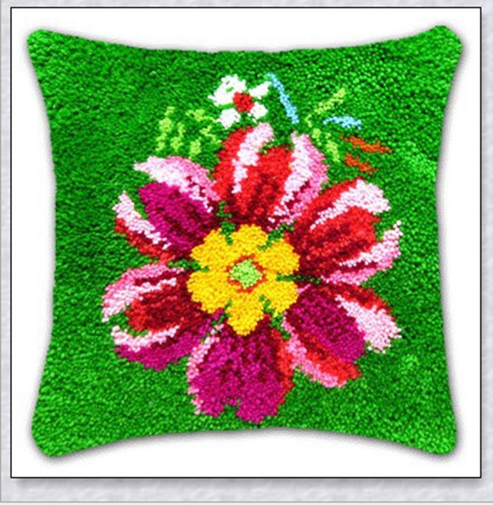 Latch Hook Rug Kits Pillowcase Flower Plants Series Pillow Material Package Handcraft Latch Hook Kits Embroidery Cushion Decor
