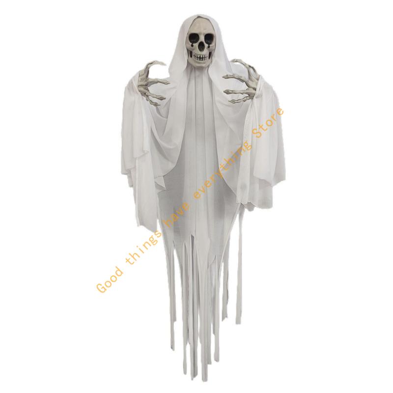 

55KF Halloweens Spirit Doll Decorations Eye Catching Skull Head Ornament Terrifying Festives Embellishment for Outdoor белый
