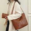 Pu Women's Bag New Fashion European and American Retro Tote Bag Casual Shoulder Crossbody Bag Large Capacity Mother and Child Bag Two-piece Set