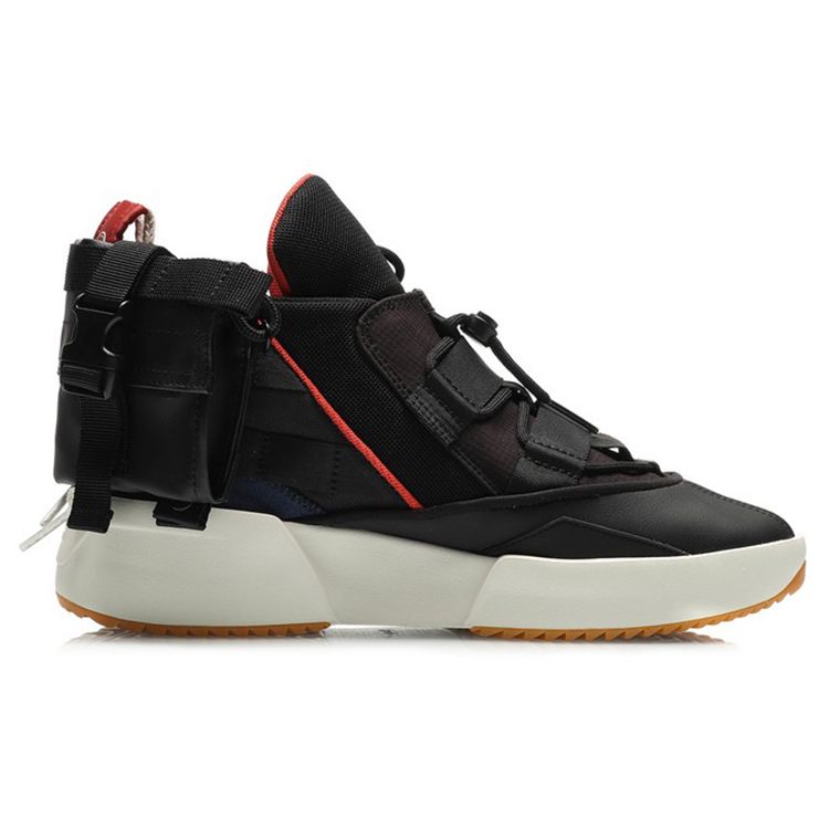 Li Ning CF Su Serie Stoff Bequem Vielseitig Wickel Rutschfest Abriebfest Mid-Top Sneaker Herren Sneaker Schwarz AGLQ127-1