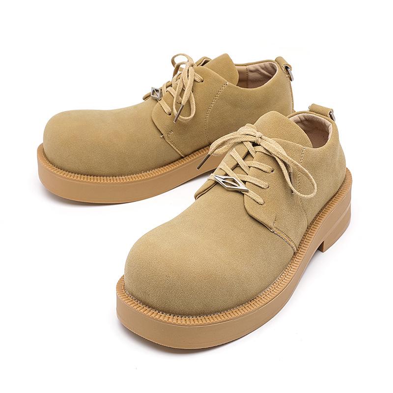 Derby Shoes Men's 2025 New Mickey Big Head Shoes Low Top Platform Big Yellow Boots Round Head Fashion Leather Shoes 68321-R