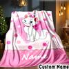 Custom Name Elegant White Cat Blanket Bedding Blanket Picnic Blanket for Women Men, Throw Blankets for Couch Bed, Christmas and Halloween Gifts