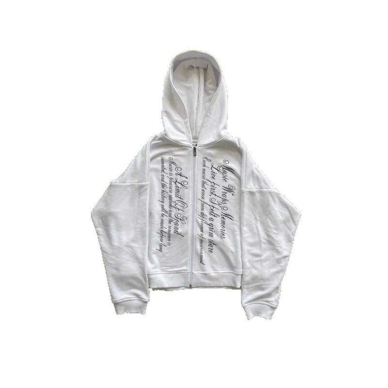 Y2K Vintage Print Rits Hoodie Dames Streetwear Casual Gothic Sweatshirt