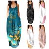 Womens Fashion Summe Sun Dresses Long Spaghetti Adjustable Strap Sleeveless Floral Casual Long Maxi Dress For Women With Pockets