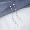 Korean Temperament Long Pendant Pearl Tassel Line Dangle Earrings for Women Wedding Party Daily Wear Jewelry Accessories Gifts