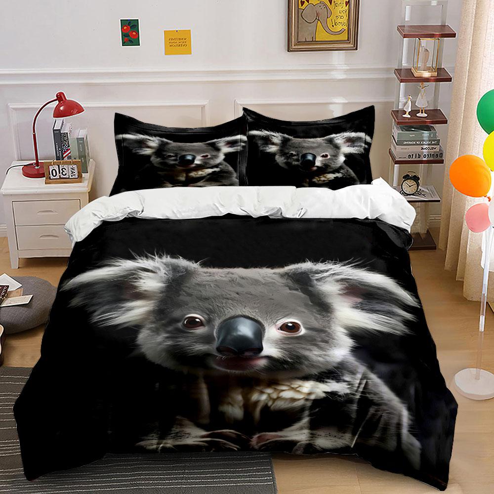 Koala Face Print Pattern. Bedding Sets Duvet Cover Sets Duvet Covers Pillowcases(1* Duvet Cover 2* Pillowcases Without Duvet Insert)