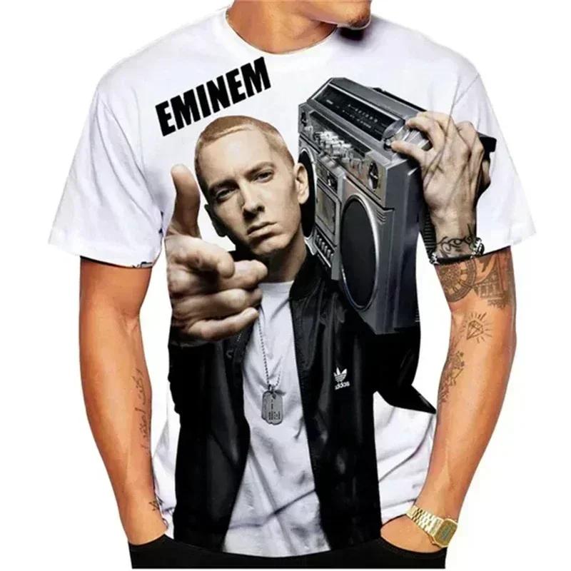 Rapper EMINEM 3D Printed Hip-hop T-shirt Men Women's Clothing Tees Harajuku Fashion Casual Short-sleeved Hip-hop Shirt Y2k Tops