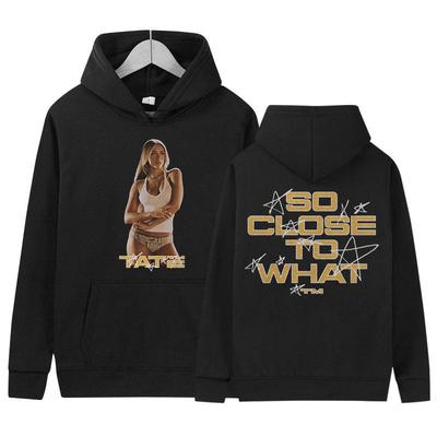 Bluzy z kapturem z nadrukiem Tate McRae So Close To What Tour 2025 z lat 90. w stylu retro, męskie, oversize, wysokiej jakości, unisex, swobodna moda, z kapturem