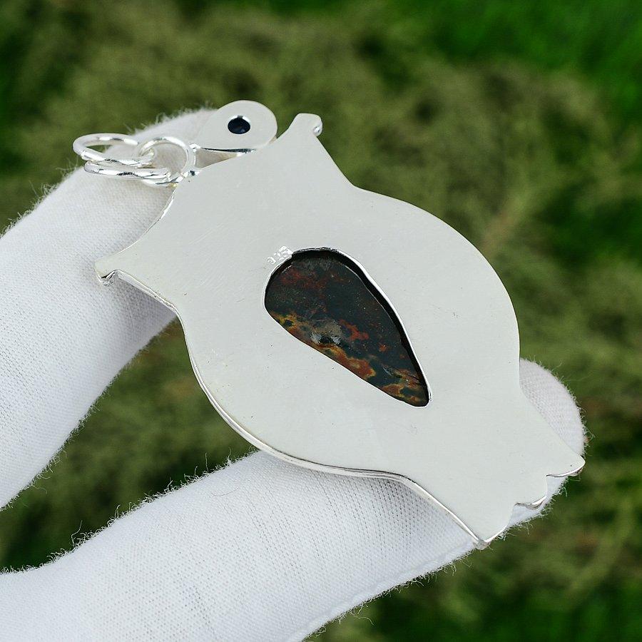 925 Silver March Bloodstone Stone Tanzanite Quartz Bezel Mother Pendant Jewelry