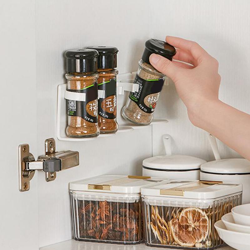 1/2Pcs Kitchen Storage Rack Seasoning Jar Storage Rack Simple Bottle Clip Wall Mount Spice Bottle Stand 5 Hole Ingredient Holder