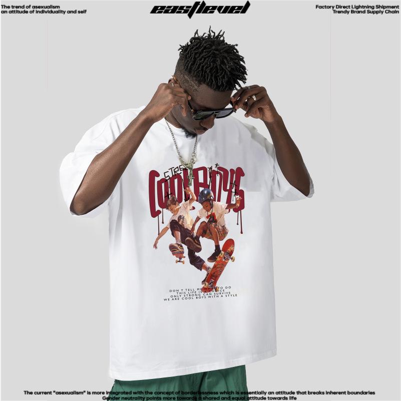 

Національний принт вуличного скейтборду, бавовняна футболка оверсайз для пари XXXL білий