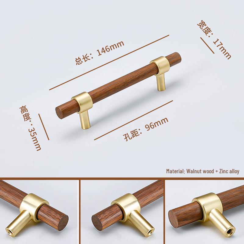 Japanese Minimalist Walnut Handle Solid Wood Cabinet and Wardrobe Drawer Handle