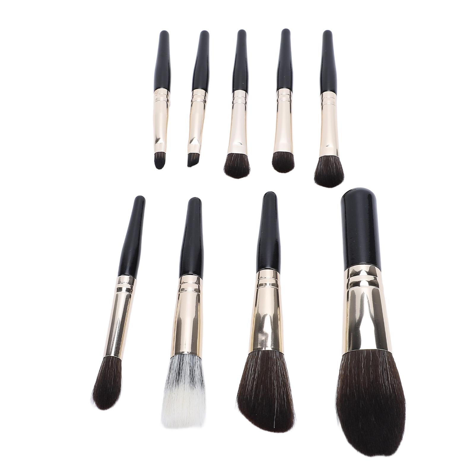 

9 Pcs Makeup Brush Set Portable Powder Contour Blush Blending Eyeshadow Eyeliner Eyebrow Brushes for Travel Black чорний