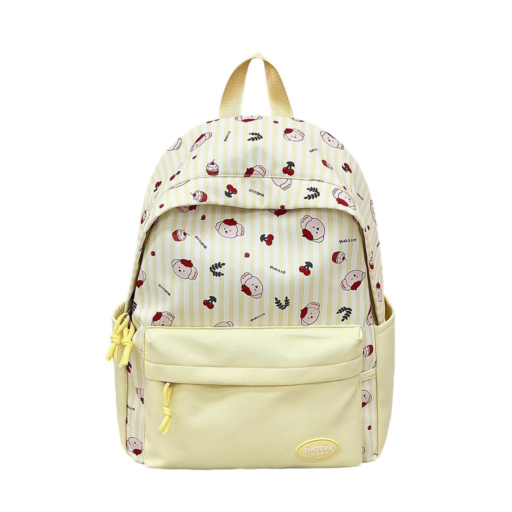 Schoolbag female Japanese ins fresh and sweet striped backpack junior high school students lightweight large capacity backpack high value