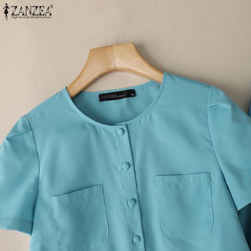 ZANZEA Women Short Sleeve Blouse and A-line Skirts Summer Two Piece Suit Sets