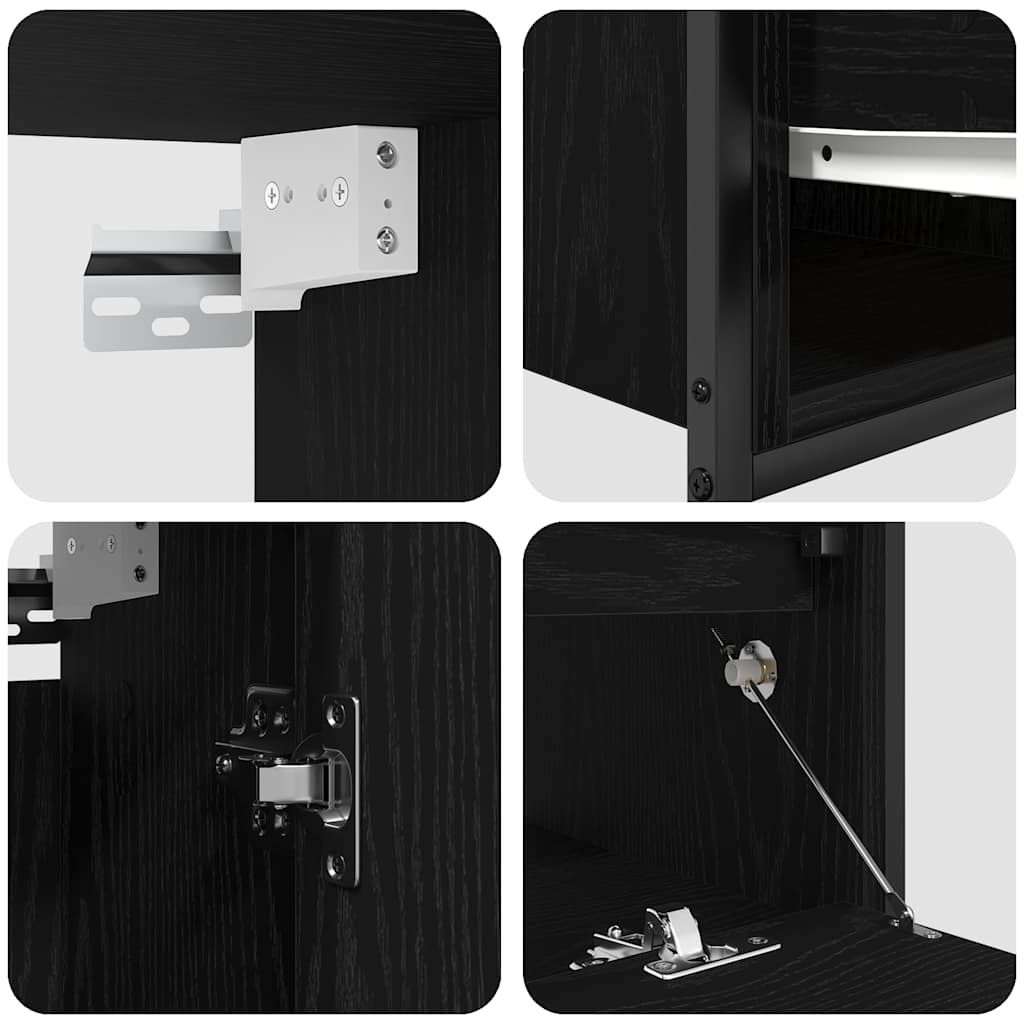 2 Piece Bathroom Furniture Set Black Oak Look Engineered Wood