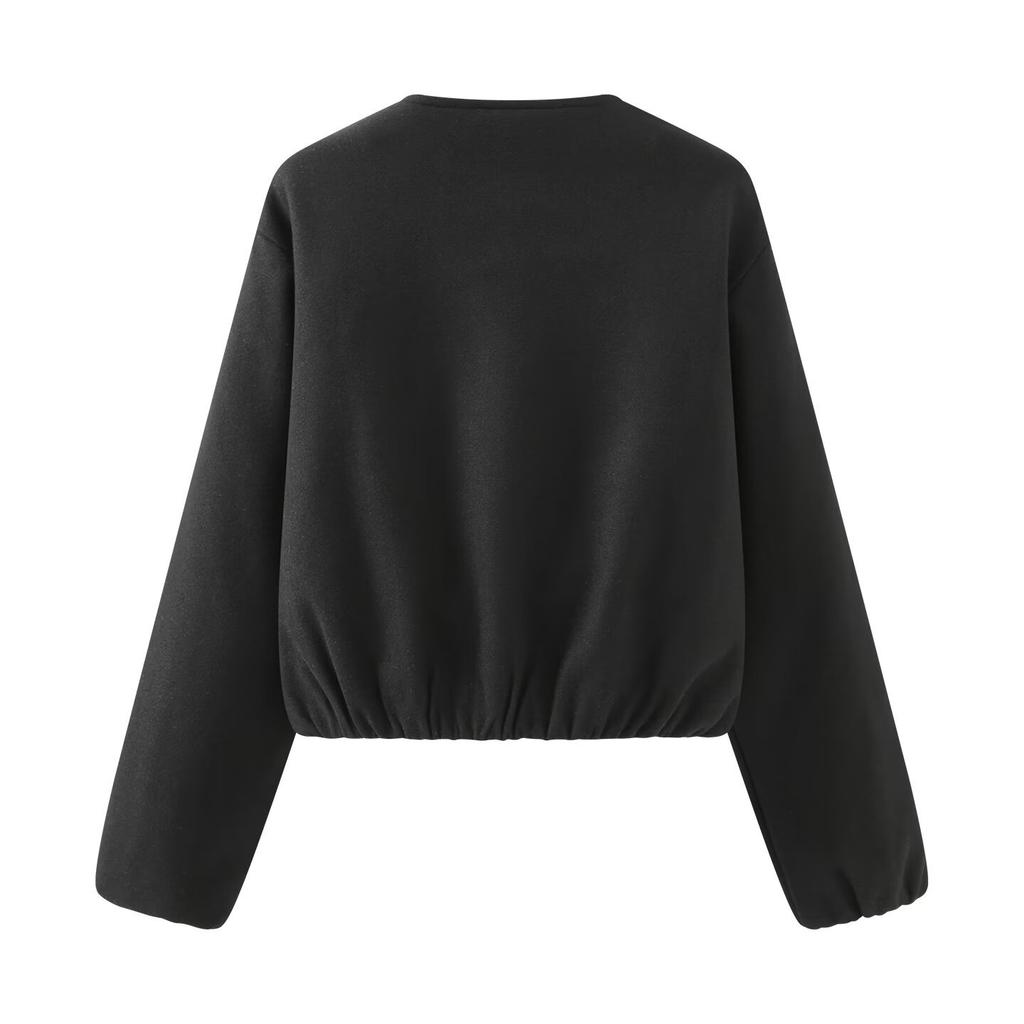 European and American style, new women's clothing, fashionable, casual, round neck soft flight jacket