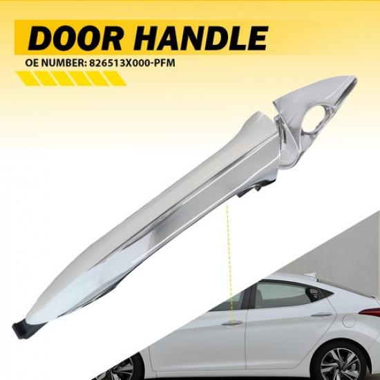 Door Handle For 2011-16 Hyundai Elantra Front Left Chrome w/ Cover Plastic