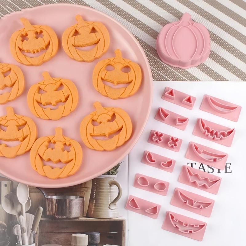 13pcs Halloween Pumpkin Biscuit Cutting Molds, Plastic Pastry Cutters, Pumpkin Biscuit Molds With,kitchen Small Tools