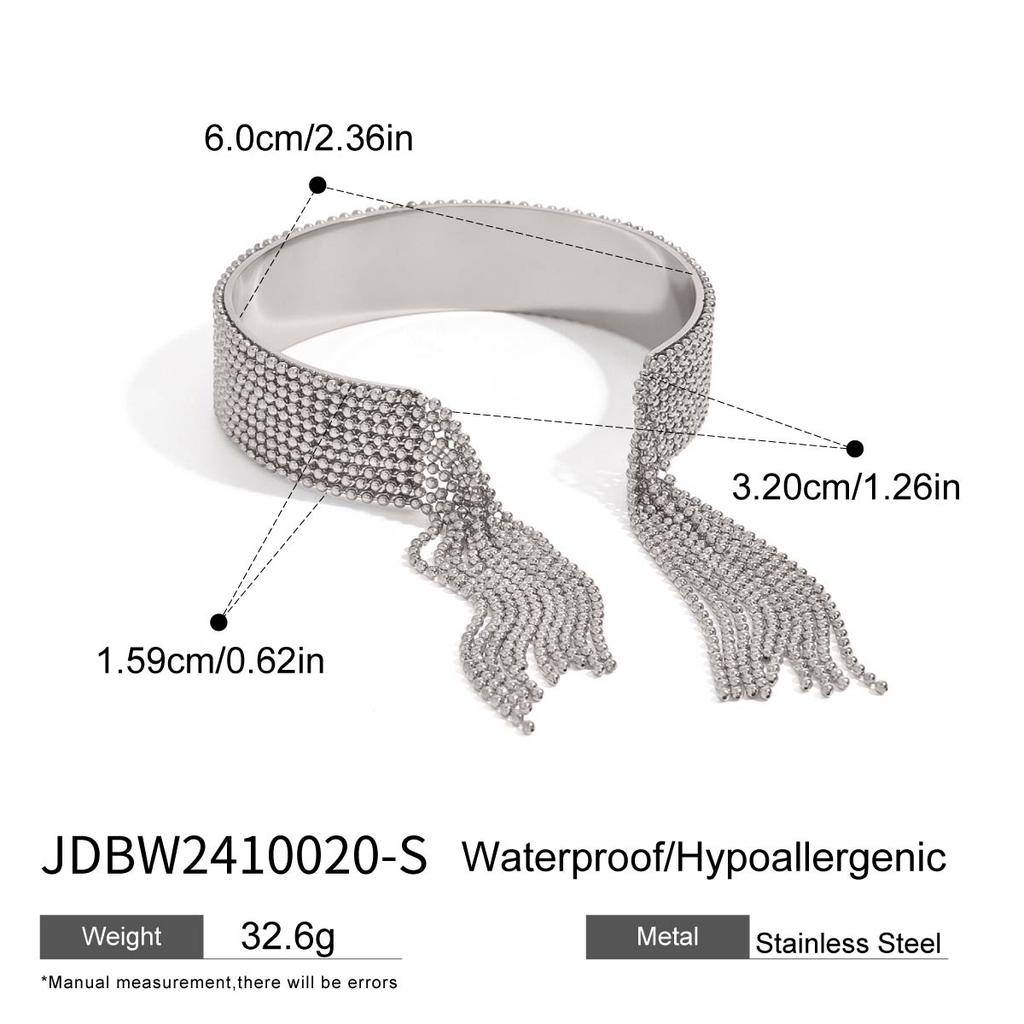 Youthway Exaggerated Personality Stainless Steel Two Color Circle Beads Tassel Bracelet Ring For Women Anti Allergic Jewelry