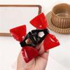 Sweet Acetic Acid Hair Claw Waterproof Contrasting Colors Bow Hairgrips Bownot Shark Clip  Women