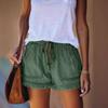 New Elastic Waist Casual High Waist Loose Slimming Fringe Denim Shorts For Women