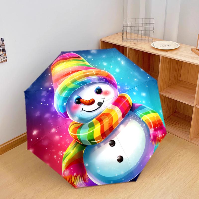 

1 PC Automatic Folding Umbrella - Nutcracker Snowman Pattern, Portable & Foldable Design with 8 Ribs, Christmas Birthday Gifts