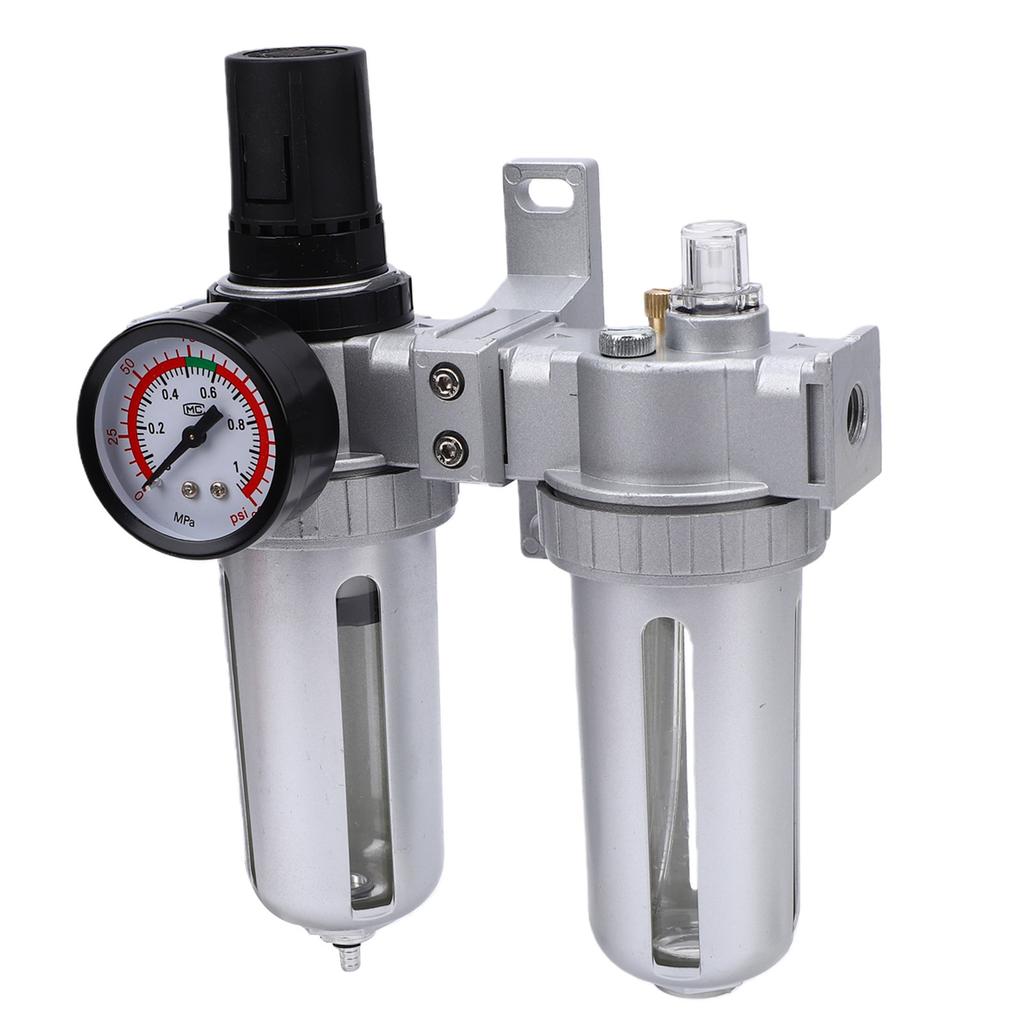 Air Compressor Filter Regulator Combo 1 4in SFC200 Aluminum Alloy Oil Water Separator Semi Auto Drain for Auto Repair