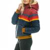Yousheng Winter-Baumwollmantel mit Taschen Coloblock Reißverschluss Kapuze Gefüttert Winddicht Strickjacke Kurzer Typ Elastische Bündchen und Saum Baumwolljacke