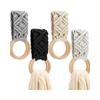 Bathroom Washcloth Holder Hanger with Braided Sleeve, Wood Circle Towel Form, 30 X 8 Cm Neutral Bath Accent Style