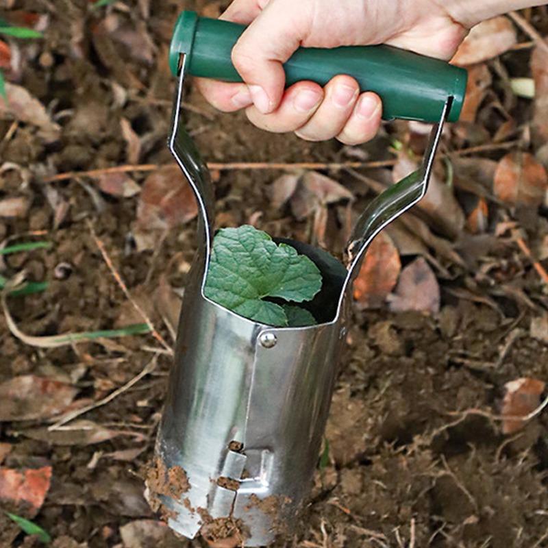 2in1 Stainless Steel Seeder Seedling Transplanting Excavator Horticultural Planting Hole Drilling Garden Flower Planting Planter