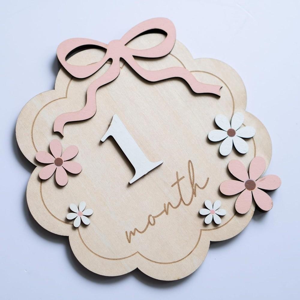 Wooden Milestone Photo Props Number Month Newborn Photography Props for Girls Boys