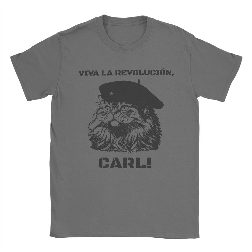 Novelty Viva La Revolucion Carl Dungeon Crawler Carl TShirts for Men 100 Cotton T Shirts Short Sleeve Tees Printing Tops