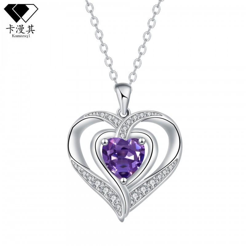 Heart Shape Rhinestone Pendant Necklace Women Copper Chain Fashion Jewelry 2025